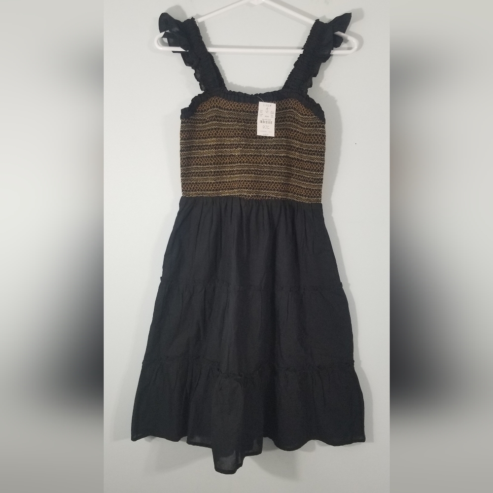 J Crew Re-Imagined Dress NWT. Stretchy Fitted Top and Straps. Rouched Skirt. XXS